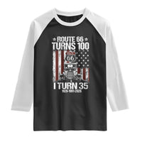 Route Highway 66 Turns 100 I Turn 35 Raglan Shirt Vintage 1991 America Road Sign America Antique Car Lover 35th Birthday Gift