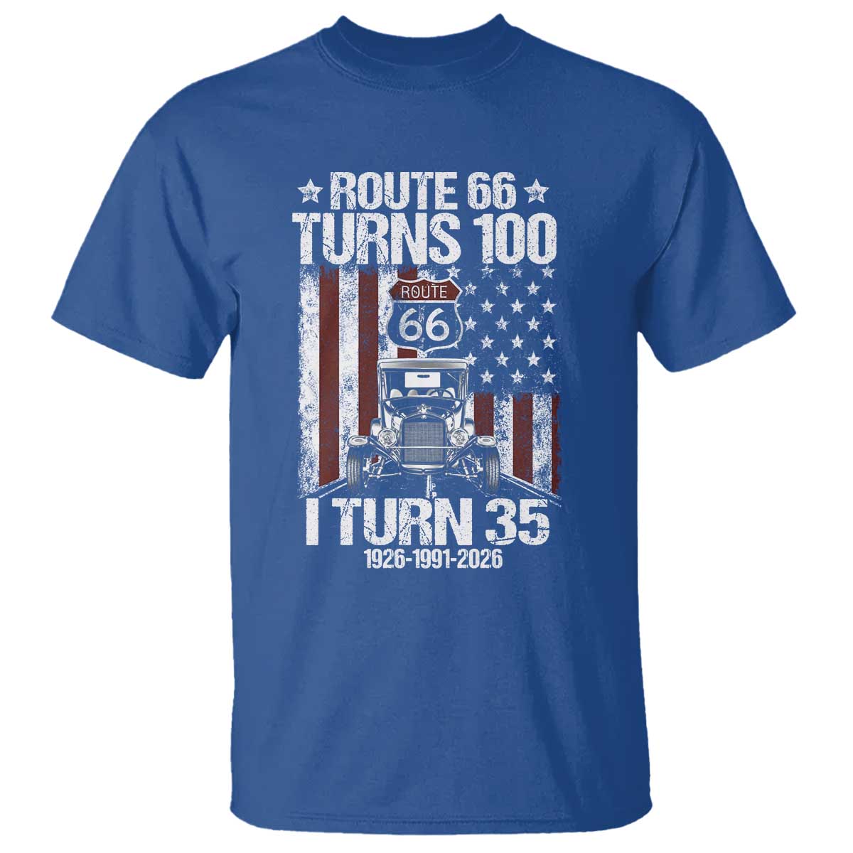 Route Highway 66 Turns 100 I Turn 35 T Shirt Vintage 1991 America Road Sign America Antique Car Lover 35th Birthday Gift