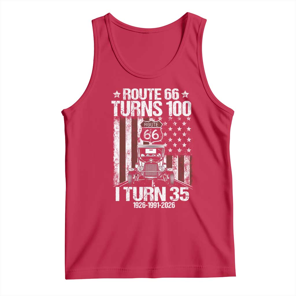 Route Highway 66 Turns 100 I Turn 35 Tank Top Vintage 1991 America Road Sign America Antique Car Lover 35th Birthday Gift