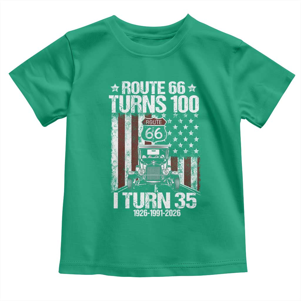 Route Highway 66 Turns 100 I Turn 35 Toddler T Shirt Vintage 1991 America Road Sign America Antique Car Lover 35th Birthday Gift
