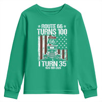 Route Highway 66 Turns 100 I Turn 35 Youth Sweatshirt Vintage 1991 America Road Sign America Antique Car Lover 35th Birthday Gift
