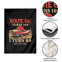 Route Highway 66 Turns 100 I Turn 80 Garden Flag Vintage 1946 Road Sign 80th Birthday Muscle Car Lover Gift