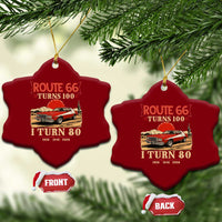 Route Highway 66 Turns 100 I Turn 80 Ceramic Ornament Vintage 1946 Road Sign 80th Birthday Muscle Car Lover Gift
