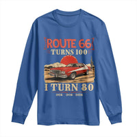 Route Highway 66 Turns 100 I Turn 80 Long Sleeve Shirt Vintage 1946 Road Sign 80th Birthday Muscle Car Lover Gift