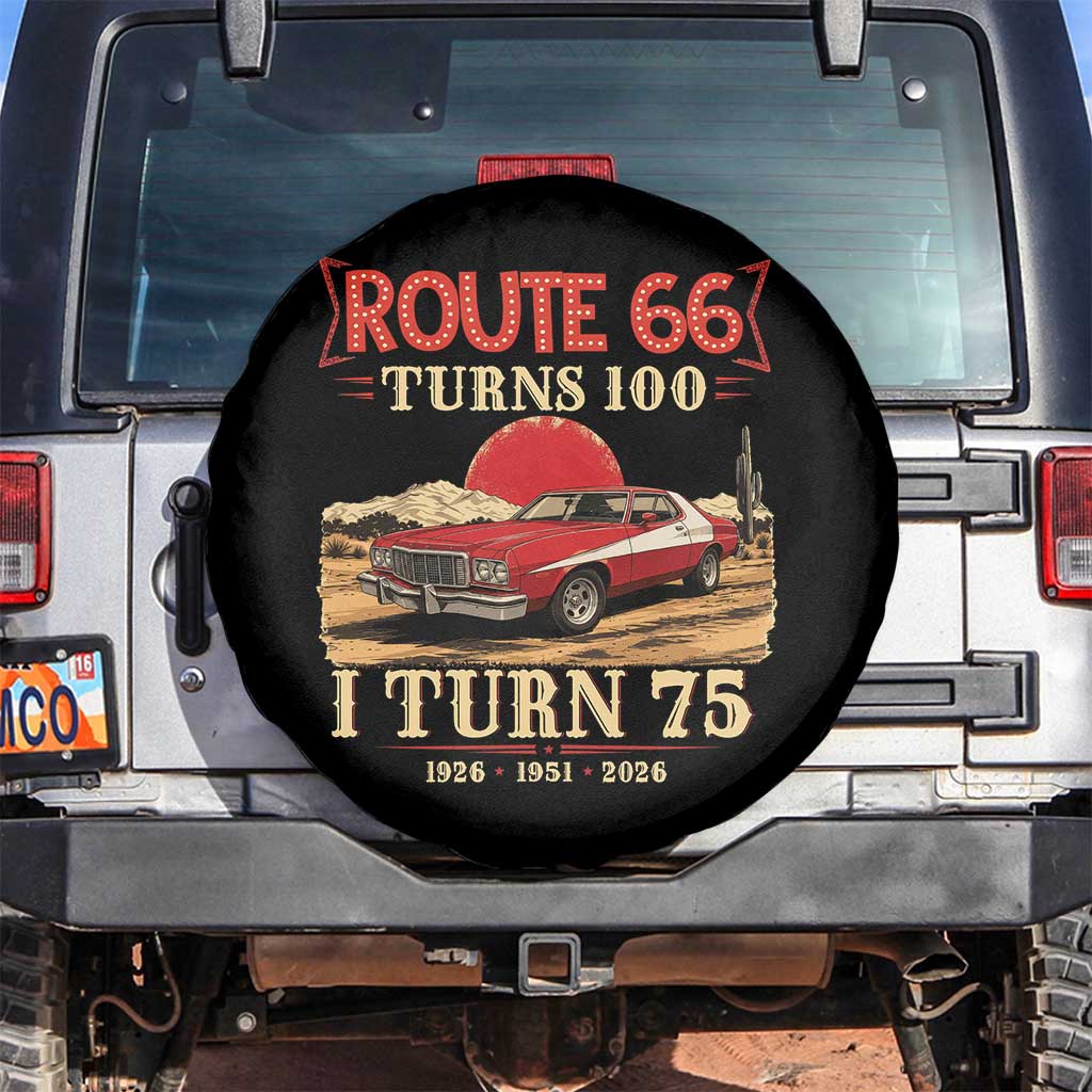 Route Highway 66 Turns 100 I Turn 75 Spare Tire Cover Vintage 1951 Road Sign 75th Birthday Muscle Car Lover Gift