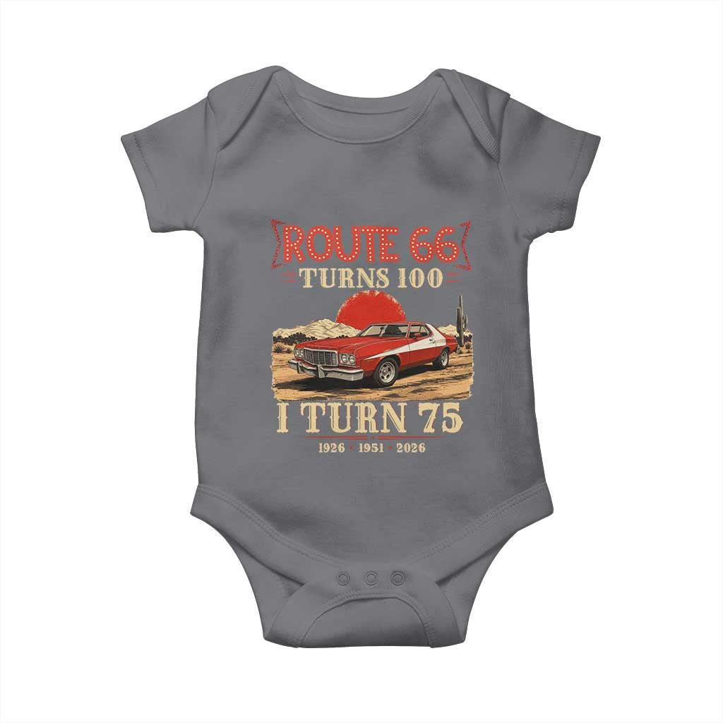 Route Highway 66 Turns 100 I Turn 75 Baby Onesie Vintage 1951 Road Sign 75th Birthday Muscle Car Lover Gift