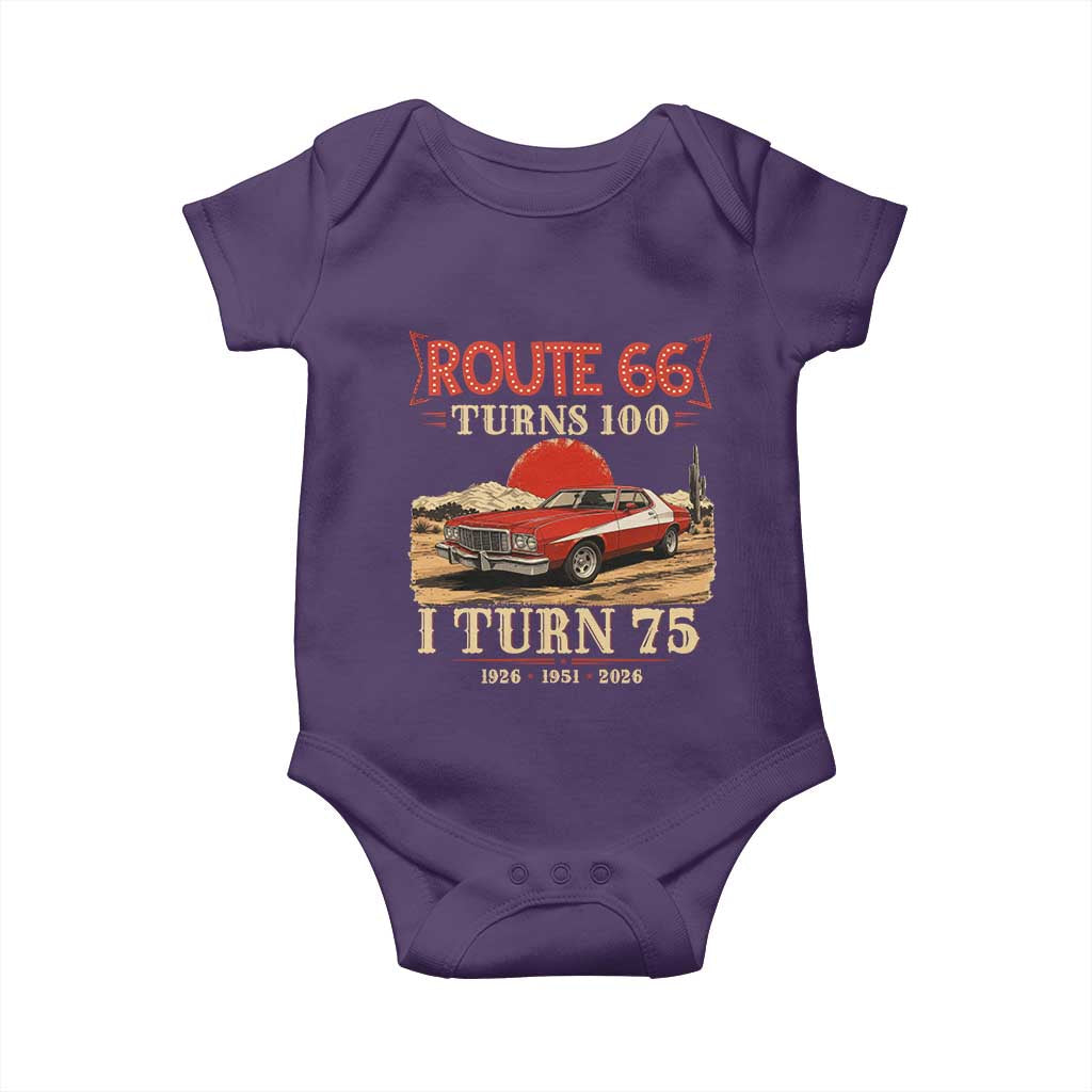 Route Highway 66 Turns 100 I Turn 75 Baby Onesie Vintage 1951 Road Sign 75th Birthday Muscle Car Lover Gift