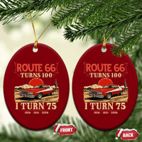 Route Highway 66 Turns 100 I Turn 75 Ceramic Ornament Vintage 1951 Road Sign 75th Birthday Muscle Car Lover Gift
