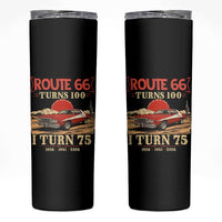 Route Highway 66 Turns 100 I Turn 75 Skinny Tumbler Vintage 1951 Road Sign 75th Birthday Muscle Car Lover Gift