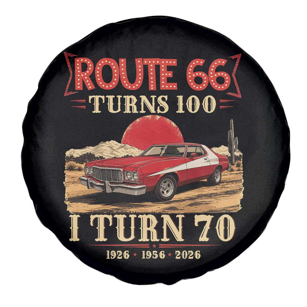 Route Highway 66 Turns 100 I Turn 70 Spare Tire Cover Vintage 1956 Road Sign 70th Birthday Muscle Car Lover Gift
