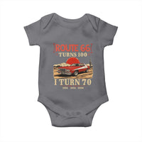 Route Highway 66 Turns 100 I Turn 70 Baby Onesie Vintage 1956 Road Sign 70th Birthday Muscle Car Lover Gift