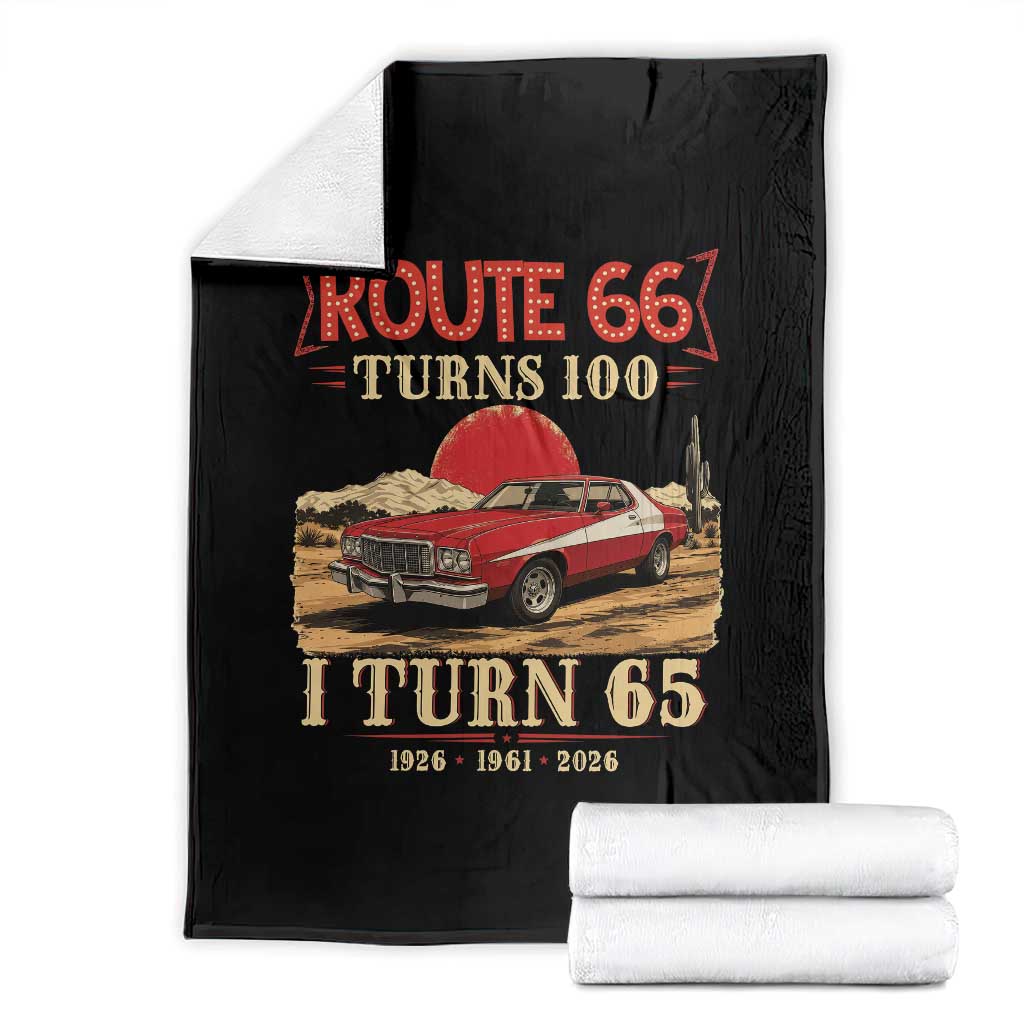 Route Highway 66 Turns 100 I Turn 65 Throw Blanket Vintage 1961 Road Sign 65th Birthday Muscle Car Lover Gift