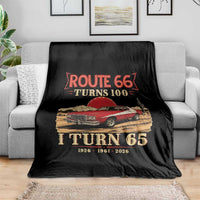 Route Highway 66 Turns 100 I Turn 65 Throw Blanket Vintage 1961 Road Sign 65th Birthday Muscle Car Lover Gift