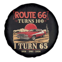 Route Highway 66 Turns 100 I Turn 65 Spare Tire Cover Vintage 1961 Road Sign 65th Birthday Muscle Car Lover Gift