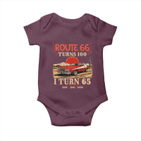 Route Highway 66 Turns 100 I Turn 65 Baby Onesie Vintage 1961 Road Sign 65th Birthday Muscle Car Lover Gift