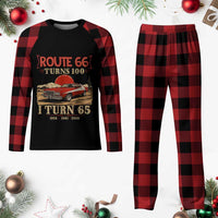 Route Highway 66 Turns 100 I Turn 65 Plaid Pajama Set Vintage 1961 Road Sign 65th Birthday Muscle Car Lover Gift