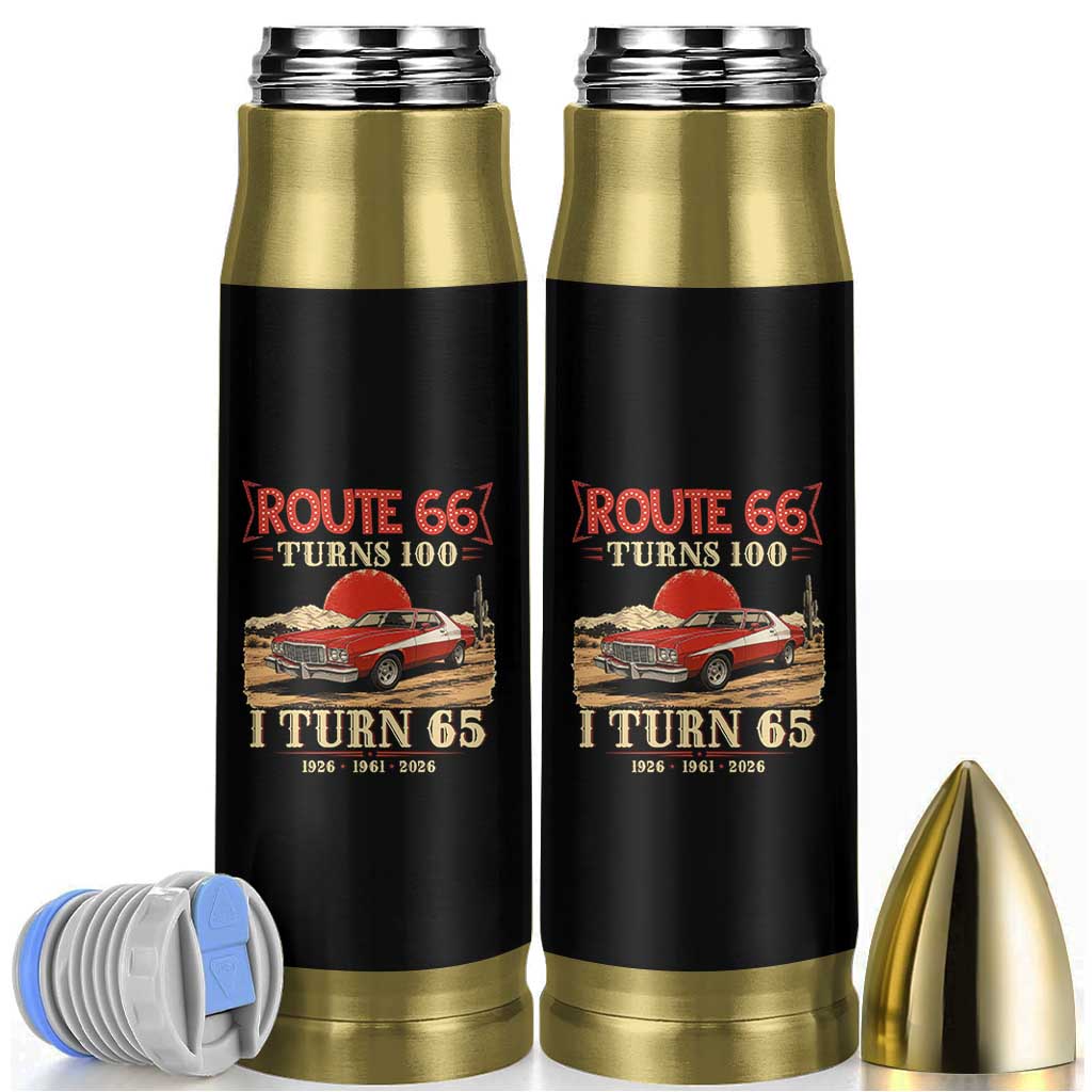 Route Highway 66 Turns 100 I Turn 65 Bullet Tumbler Vintage 1961 Road Sign 65th Birthday Muscle Car Lover Gift