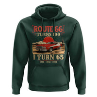 Route Highway 66 Turns 100 I Turn 65 Hoodie Vintage 1961 Road Sign 65th Birthday Muscle Car Lover Gift