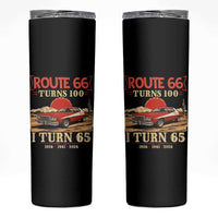 Route Highway 66 Turns 100 I Turn 65 Skinny Tumbler Vintage 1961 Road Sign 65th Birthday Muscle Car Lover Gift