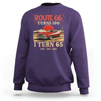 Route Highway 66 Turns 100 I Turn 65 Sweatshirt Vintage 1961 Road Sign 65th Birthday Muscle Car Lover Gift