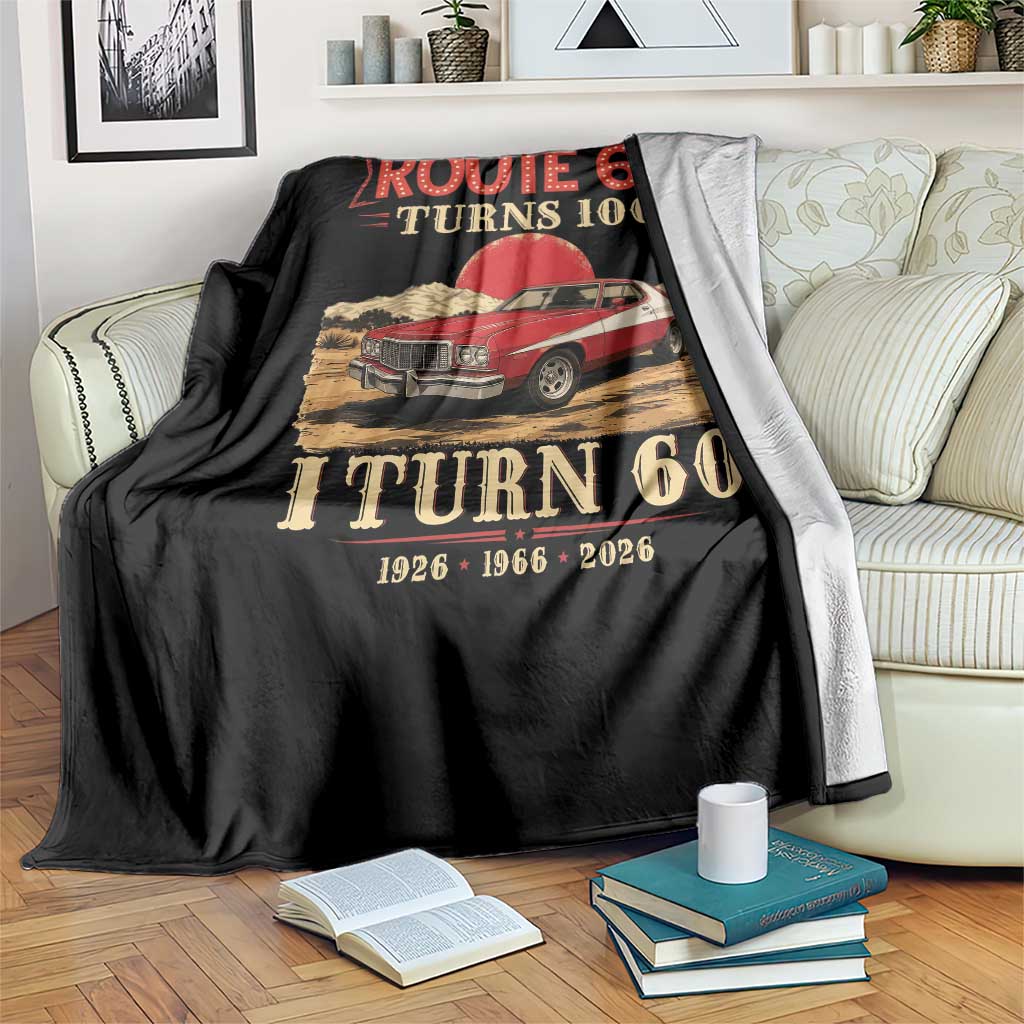 Route Highway 66 Turns 100 I Turn 60 Throw Blanket Vintage 1966 Road Sign 60th Birthday Muscle Car Lover Gift