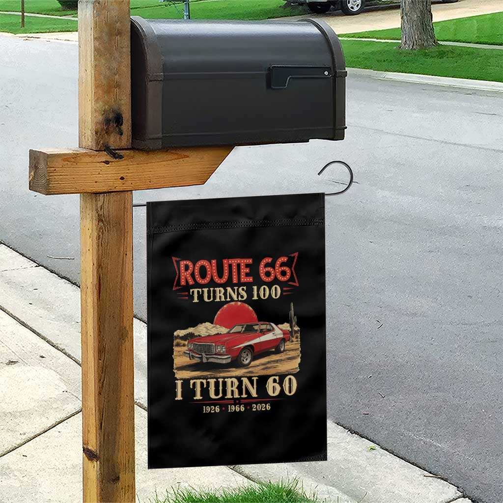 Route Highway 66 Turns 100 I Turn 60 Garden Flag Vintage 1966 Road Sign 60th Birthday Muscle Car Lover Gift