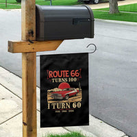 Route Highway 66 Turns 100 I Turn 60 Garden Flag Vintage 1966 Road Sign 60th Birthday Muscle Car Lover Gift