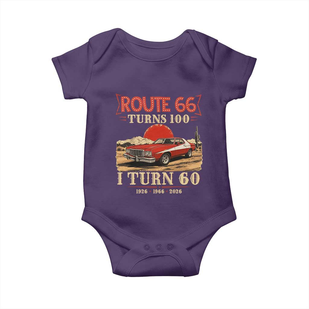 Route Highway 66 Turns 100 I Turn 60 Baby Onesie Vintage 1966 Road Sign 60th Birthday Muscle Car Lover Gift