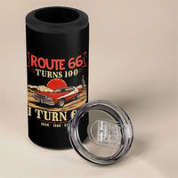 Route Highway 66 Turns 100 I Turn 60 4 in 1 Can Cooler Tumbler Vintage 1966 Road Sign 60th Birthday Muscle Car Lover Gift