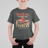 Route Highway 66 Turns 100 I Turn 60 T Shirt For Kid Vintage 1966 Road Sign 60th Birthday Muscle Car Lover Gift