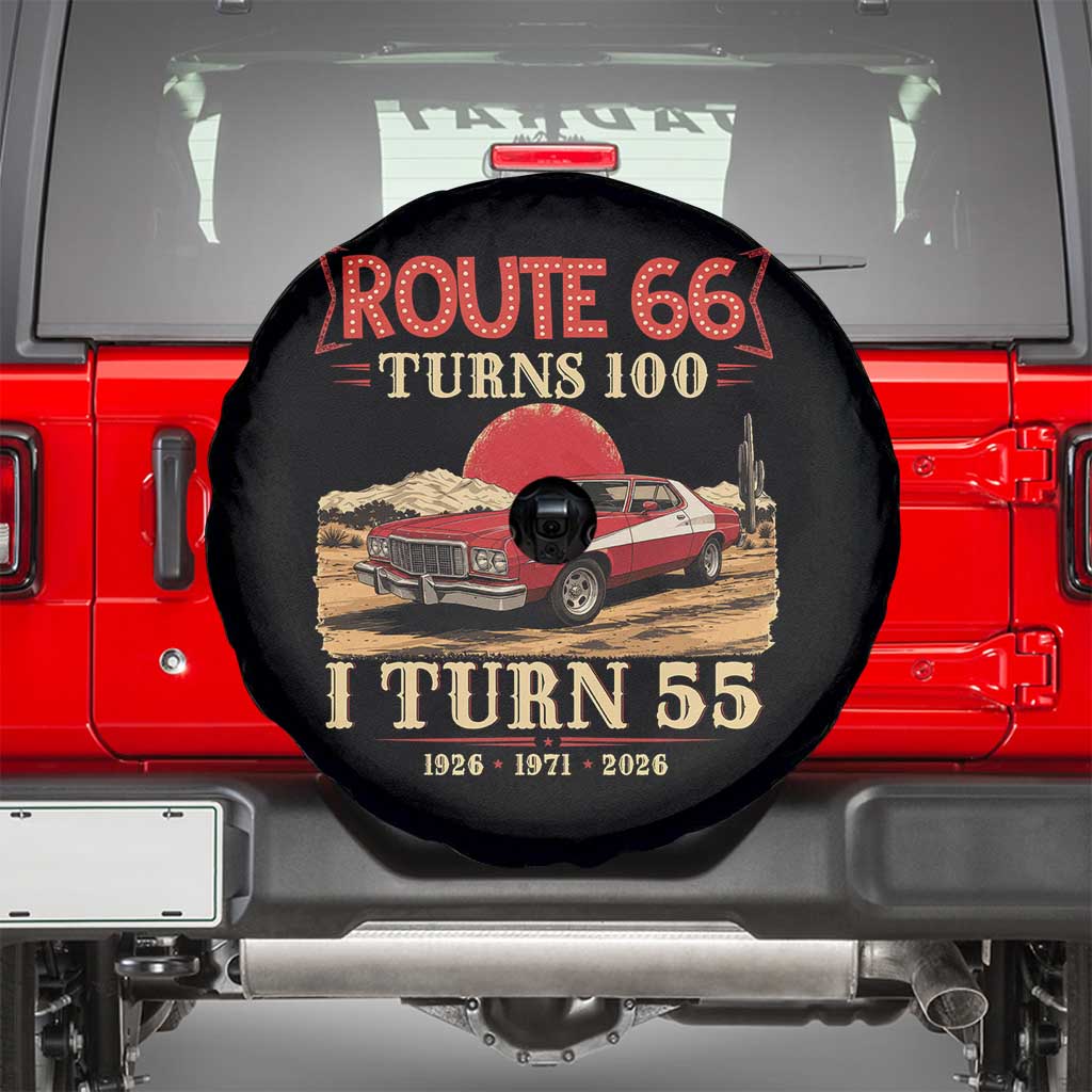 Route Highway 66 Turns 100 I Turn 55 Spare Tire Cover Vintage 1971 Road Sign 55th Birthday Muscle Car Lover Gift
