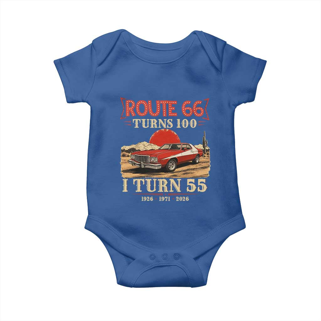 Route Highway 66 Turns 100 I Turn 55 Baby Onesie Vintage 1971 Road Sign 55th Birthday Muscle Car Lover Gift