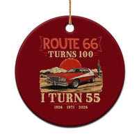 Route Highway 66 Turns 100 I Turn 55 Ceramic Ornament Vintage 1971 Road Sign 55th Birthday Muscle Car Lover Gift