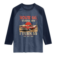 Route Highway 66 Turns 100 I Turn 55 Raglan Shirt Vintage 1971 Road Sign 55th Birthday Muscle Car Lover Gift