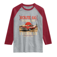 Route Highway 66 Turns 100 I Turn 55 Raglan Shirt Vintage 1971 Road Sign 55th Birthday Muscle Car Lover Gift