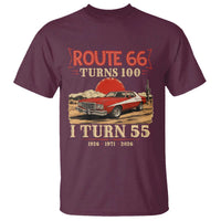 Route Highway 66 Turns 100 I Turn 55 T Shirt Vintage 1971 Road Sign 55th Birthday Muscle Car Lover Gift
