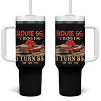 Route Highway 66 Turns 100 I Turn 55 Tumbler With Handle Vintage 1971 Road Sign 55th Birthday Muscle Car Lover Gift