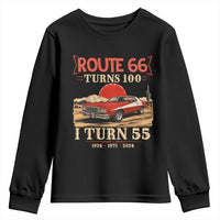 Route Highway 66 Turns 100 I Turn 55 Youth Sweatshirt Vintage 1971 Road Sign 55th Birthday Muscle Car Lover Gift