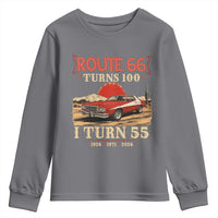 Route Highway 66 Turns 100 I Turn 55 Youth Sweatshirt Vintage 1971 Road Sign 55th Birthday Muscle Car Lover Gift