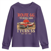 Route Highway 66 Turns 100 I Turn 55 Youth Sweatshirt Vintage 1971 Road Sign 55th Birthday Muscle Car Lover Gift