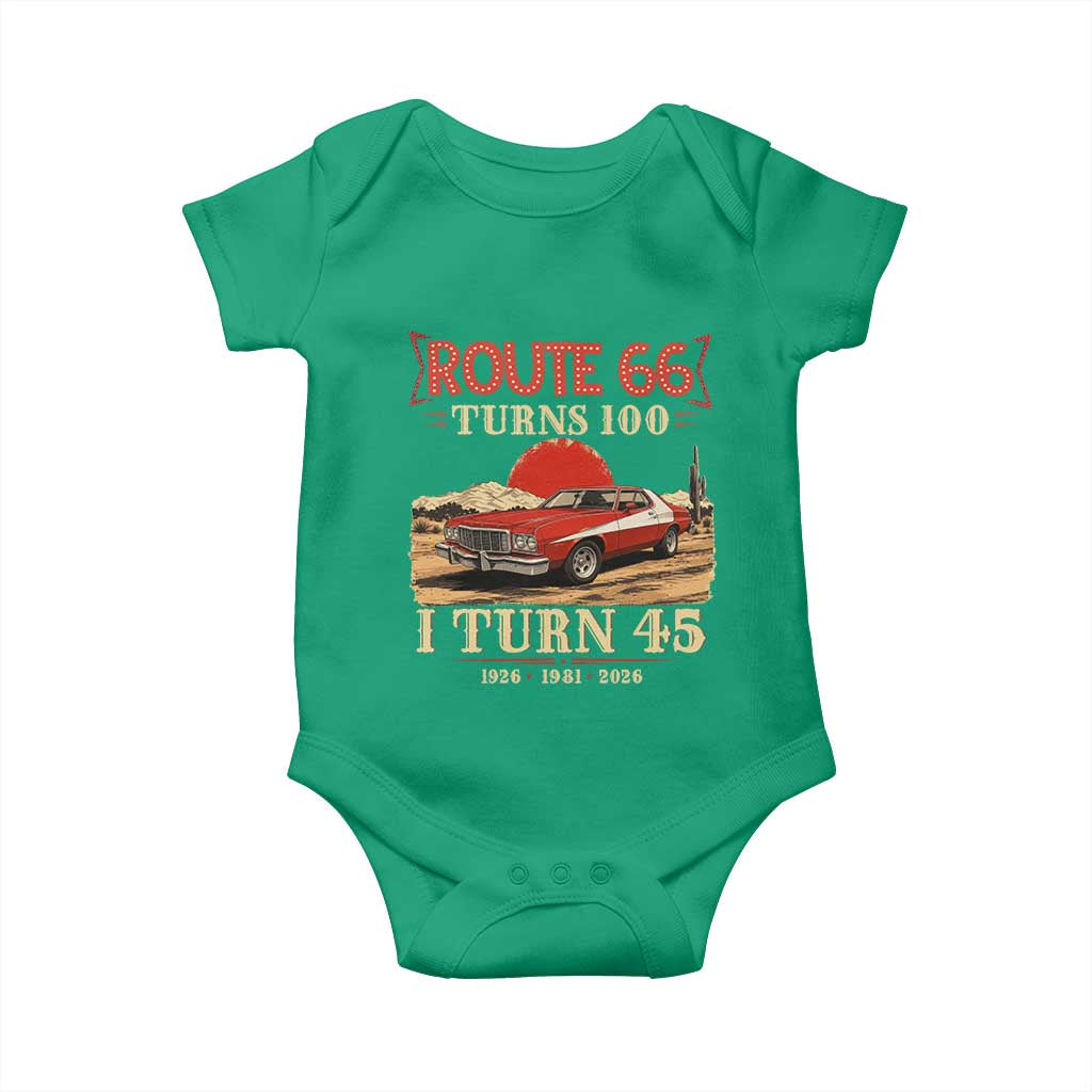 Route Highway 66 Turns 100 I Turn 45 Baby Onesie Vintage 1981 Road Sign 45th Birthday Muscle Car Lover Gift