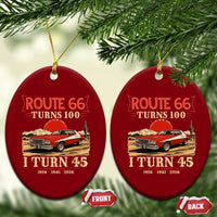 Route Highway 66 Turns 100 I Turn 45 Ceramic Ornament Vintage 1981 Road Sign 45th Birthday Muscle Car Lover Gift