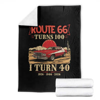 Route Highway 66 Turns 100 I Turn 40 Throw Blanket Vintage 1986 Road Sign 40th Birthday Muscle Car Lover Gift