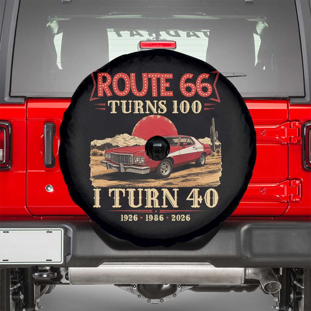 Route Highway 66 Turns 100 I Turn 40 Spare Tire Cover Vintage 1986 Road Sign 40th Birthday Muscle Car Lover Gift