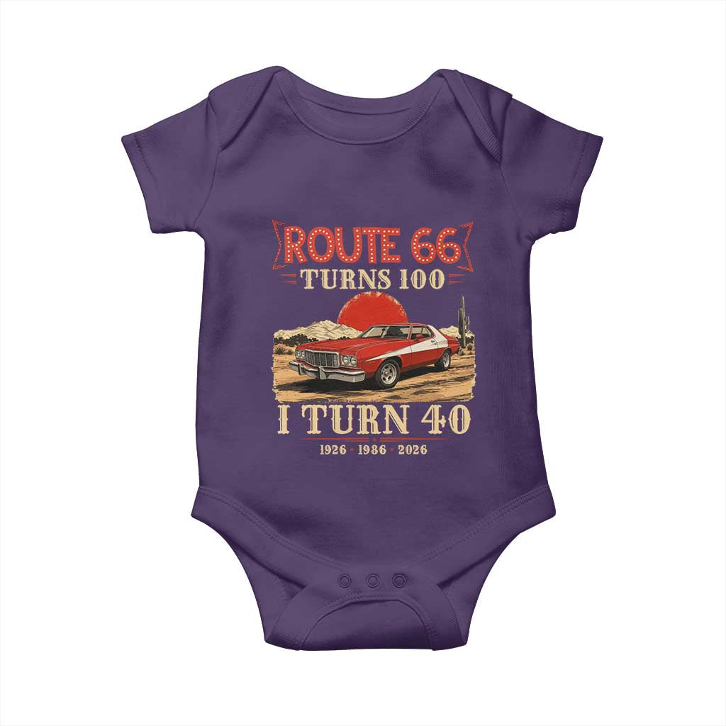 Route Highway 66 Turns 100 I Turn 40 Baby Onesie Vintage 1986 Road Sign 40th Birthday Muscle Car Lover Gift