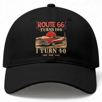 Route Highway 66 Turns 100 I Turn 40 Baseball Cap Vintage 1986 Road Sign 40th Birthday Muscle Car Lover Gift