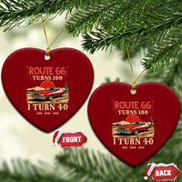 Route Highway 66 Turns 100 I Turn 40 Ceramic Ornament Vintage 1986 Road Sign 40th Birthday Muscle Car Lover Gift