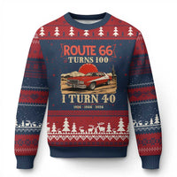 Route Highway 66 Turns 100 I Turn 40 Ugly Christmas Sweater Vintage 1986 Road Sign 40th Birthday Muscle Car Lover Gift