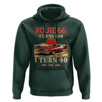 Route Highway 66 Turns 100 I Turn 40 Hoodie Vintage 1986 Road Sign 40th Birthday Muscle Car Lover Gift