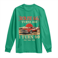 Route Highway 66 Turns 100 I Turn 40 Long Sleeve Shirt Vintage 1986 Road Sign 40th Birthday Muscle Car Lover Gift